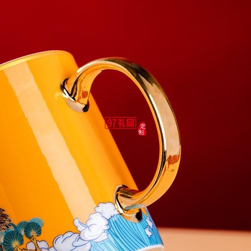 中秋礼品描金马克杯对杯礼盒装国潮风